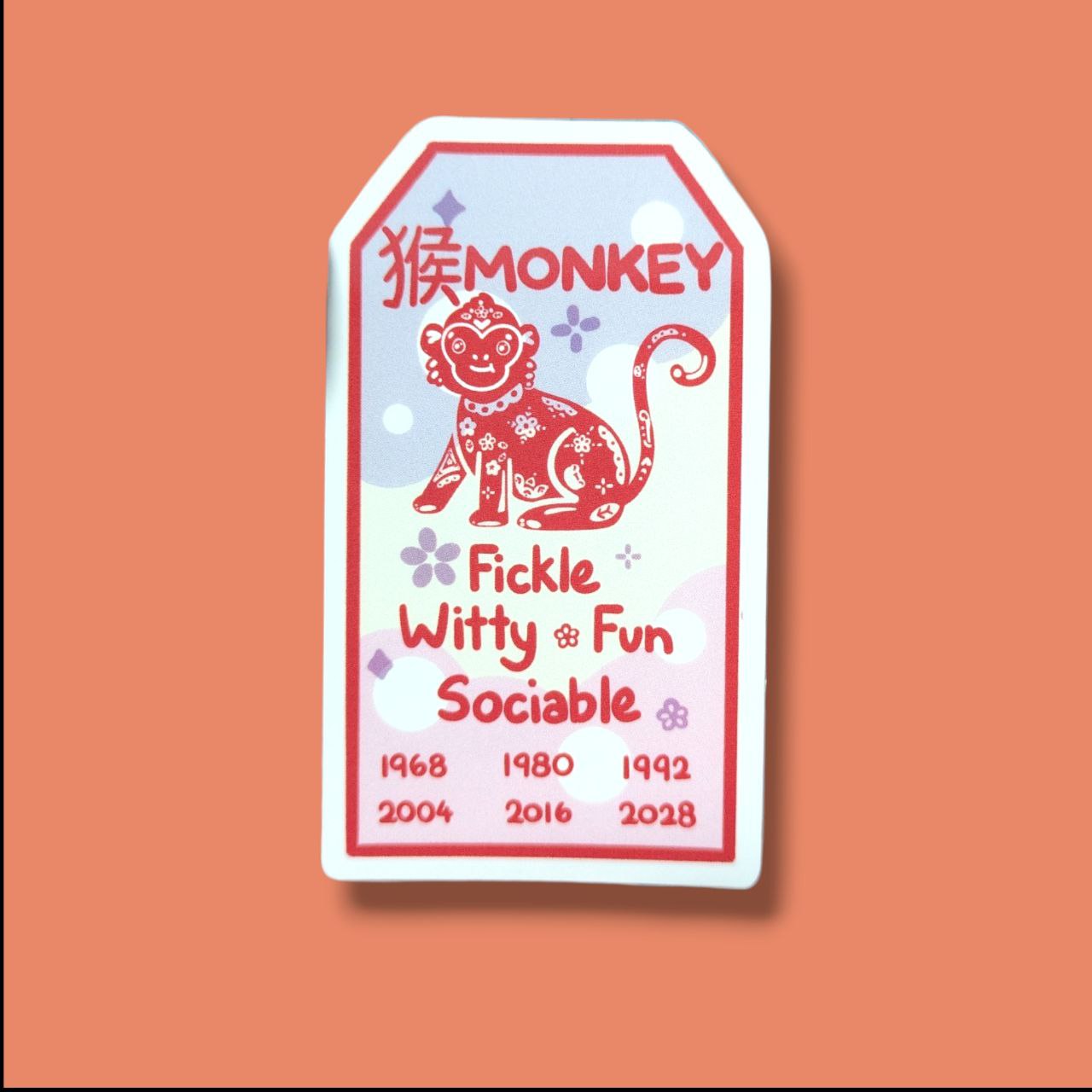 Monkey Zodiac Vinyl Sticker