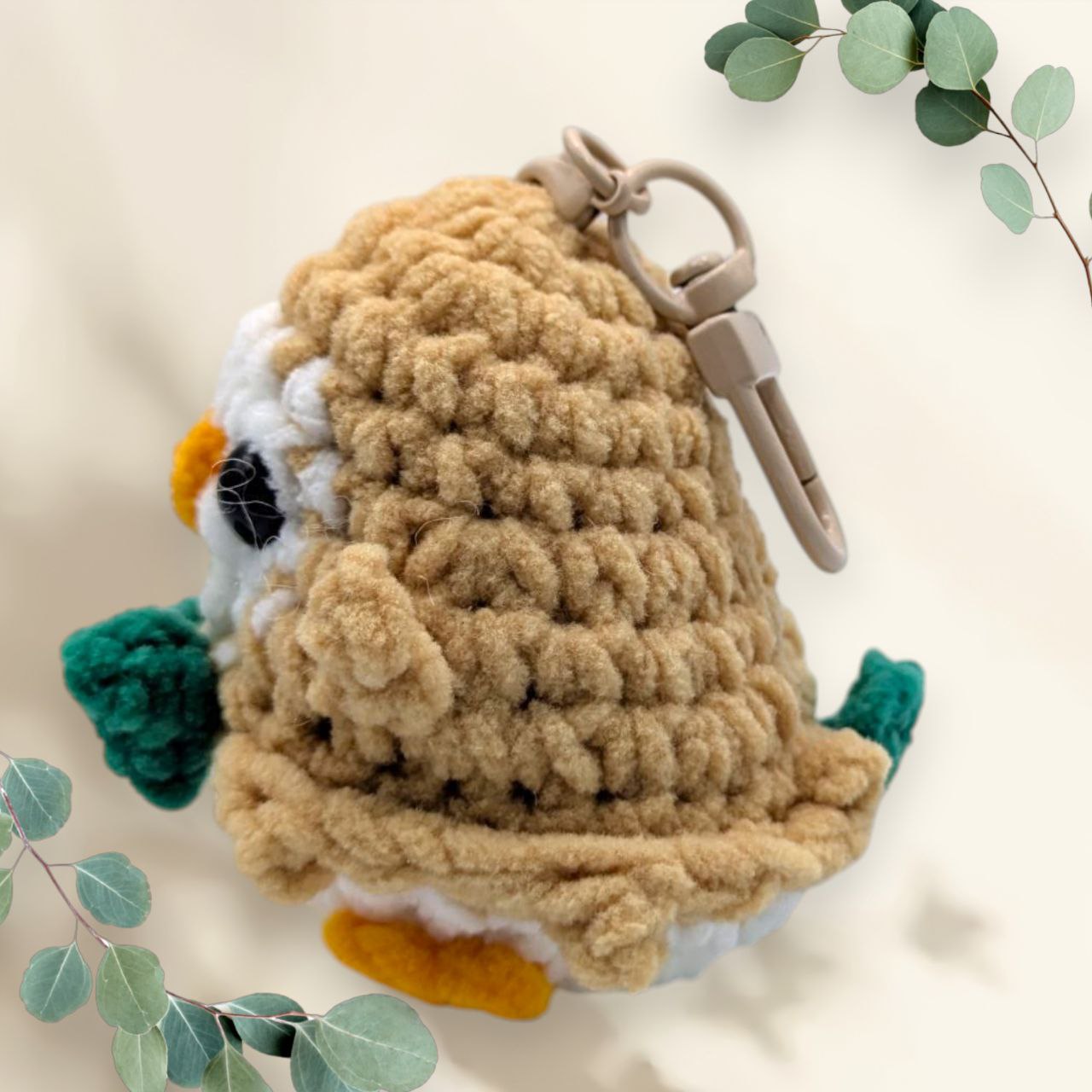 Rowlet Squeaky Crochet Keychain