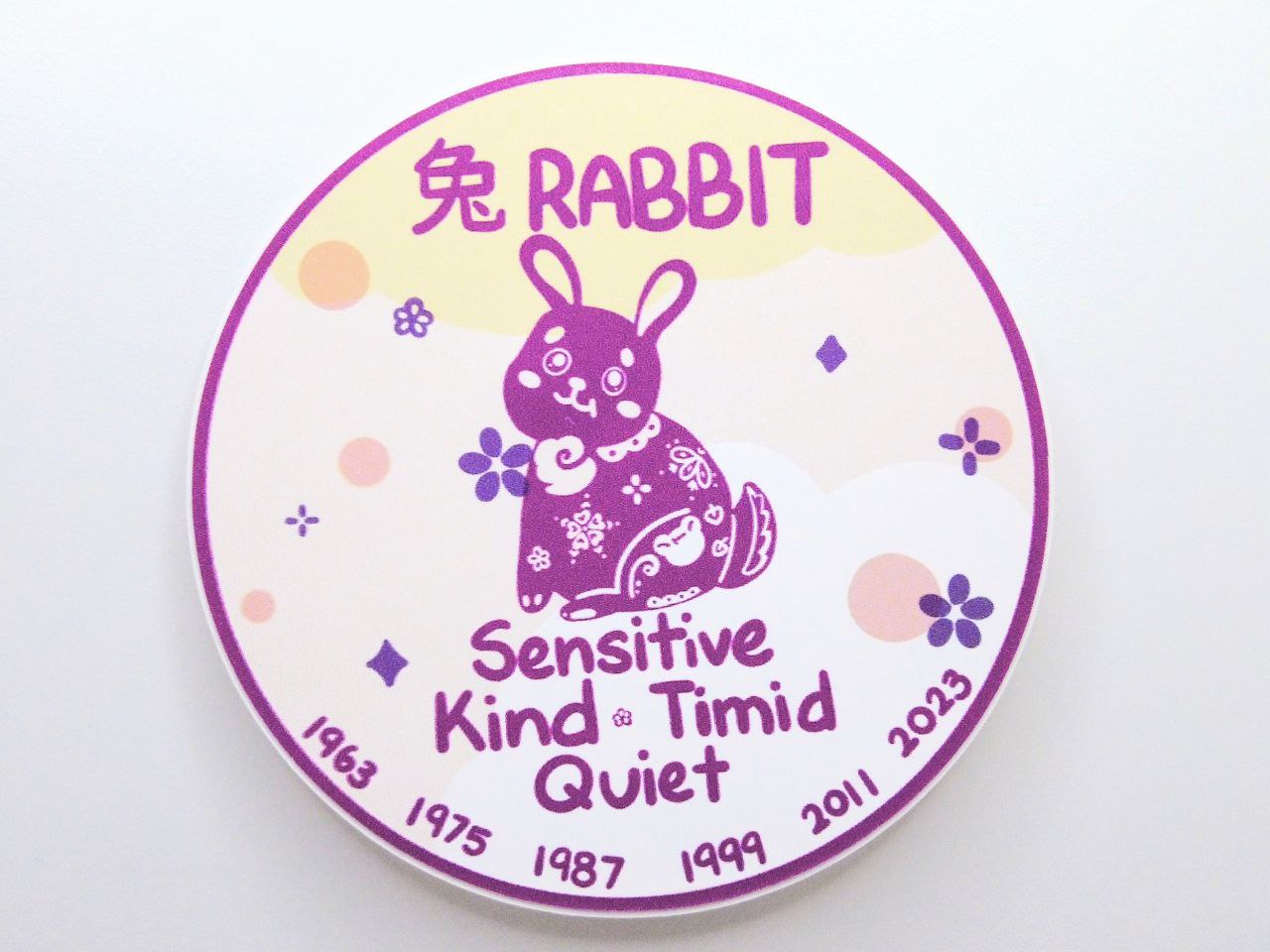 Rabbit Zodiac Round Vinyl Sticker