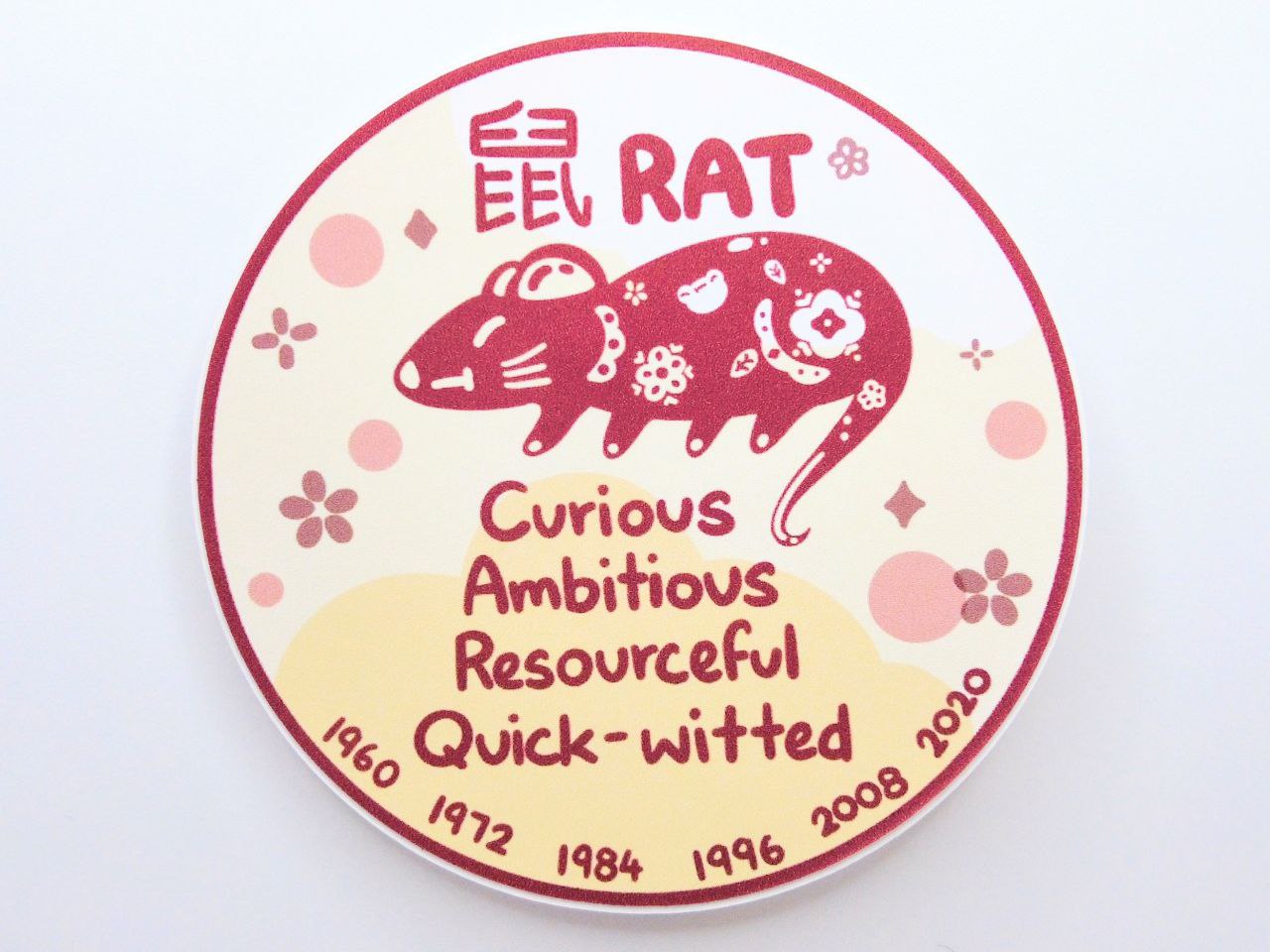 Rat Zodiac Round Vinyl Sticker