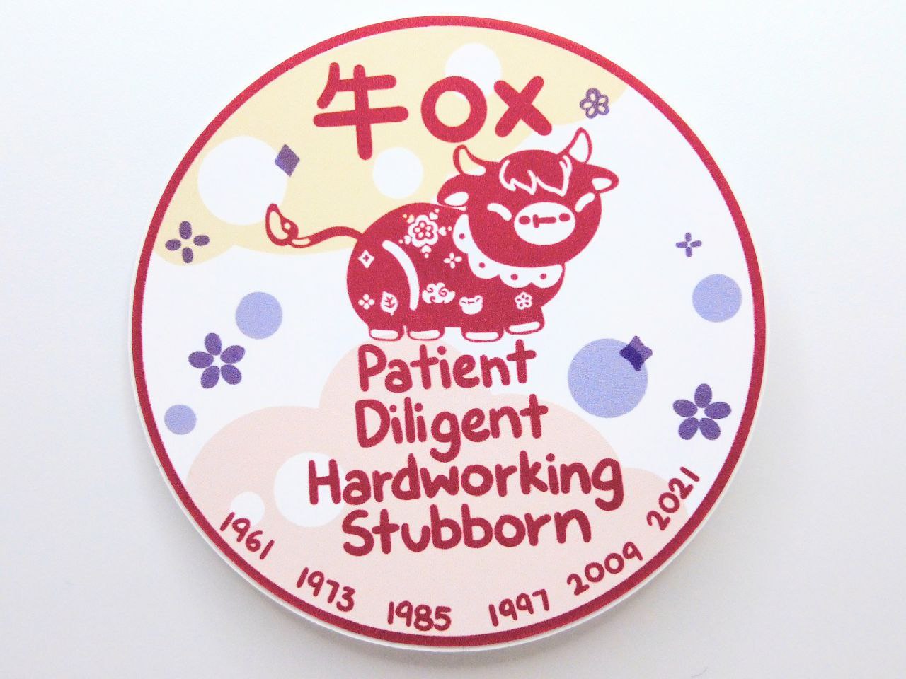 Ox Zodiac Round Vinyl Sticker