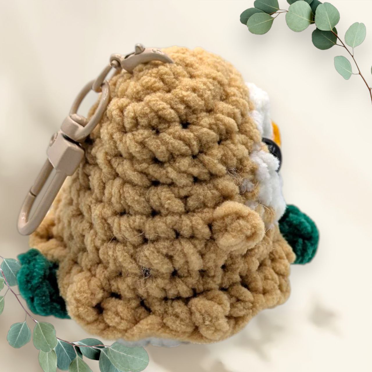 Rowlet Squeaky Crochet Keychain
