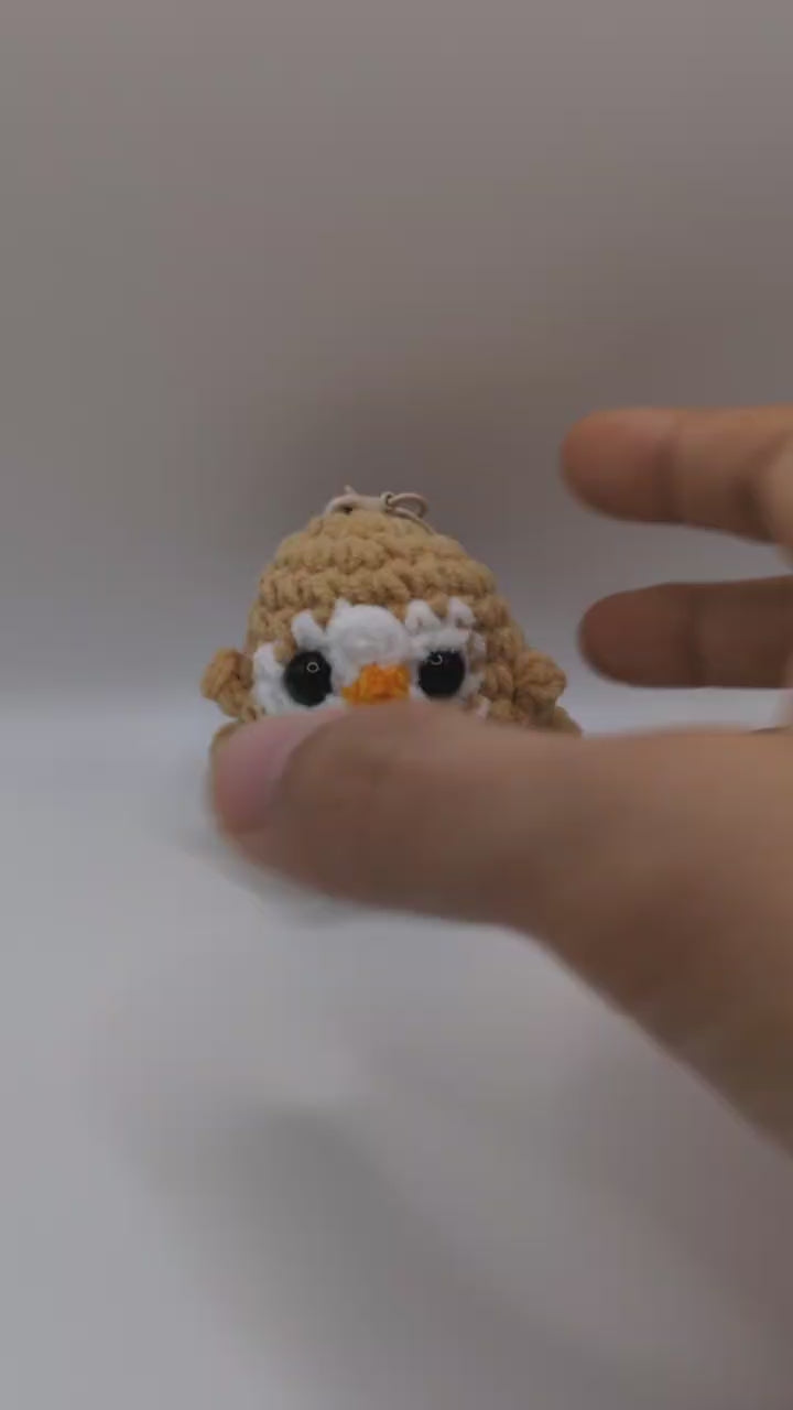 Rowlet Squeaky Crochet Keychain